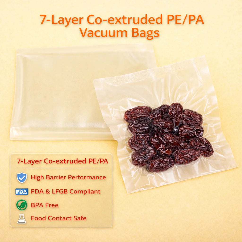 Prettyseal BPA-Free 3.5mil Oxygen & Water Barrier Vacuum Sealer Bags for Food Storage Clear 20x30cm