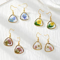Korean Creative Irregular Rectangular Transparent Drop Glue Dried Flower Earrings for Women Girl
