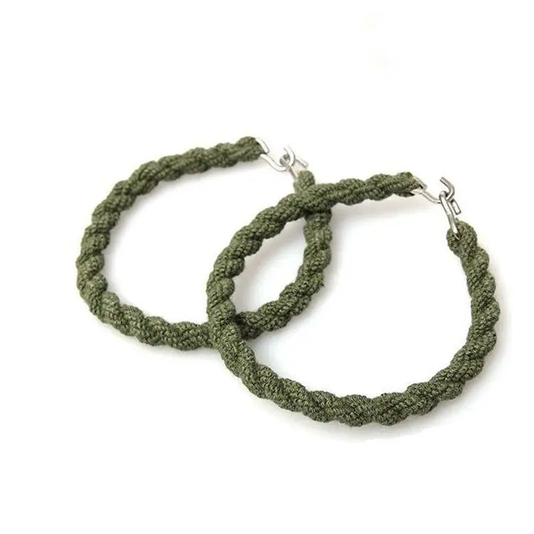 Outdoor Tactical Elastic Blouse Garters  Green Boot Bands With Metal Hook Twisted Rope