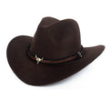 Hot Sale Cheap  Metal Cow Decoration Faux Wool Felt Western Mexico Cowboy Hat for Women Lady Men Party Festival Events Activity