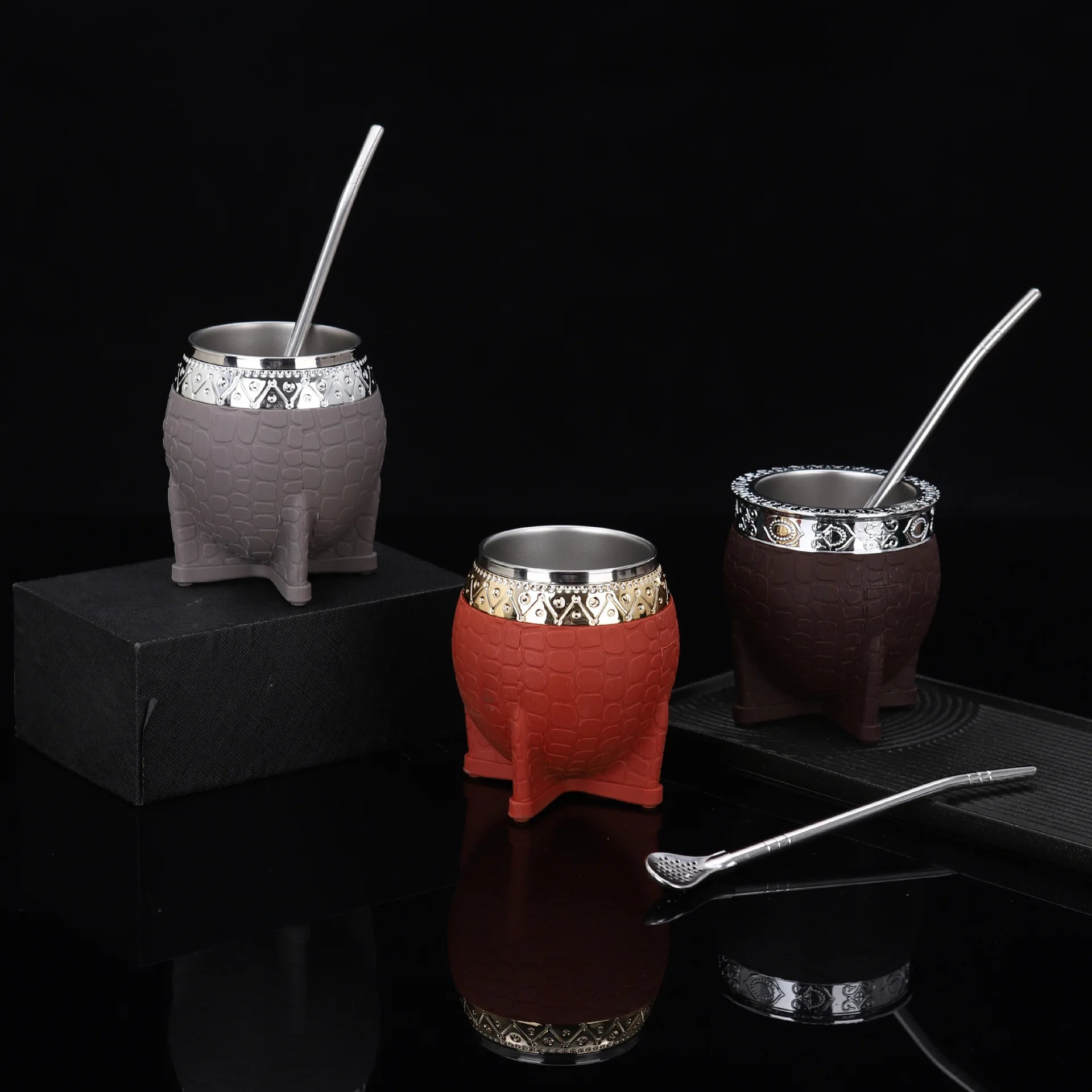 New Luxury 260ml  Double Wall Vacuum Yerba Mate Gourd Stainless Steel Insulated Yerba Mate Cup