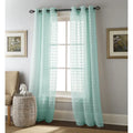 Seafoam Solid Semi-sheer Grommet Sheer Curtain With Fanciful Pom Poms