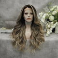 Celebrity 26inch Long Stylenatural Color Body Wave Synthetic Hair Wigs Matte Heat Resistant Fiber Same Human Hair Lace Front Wig