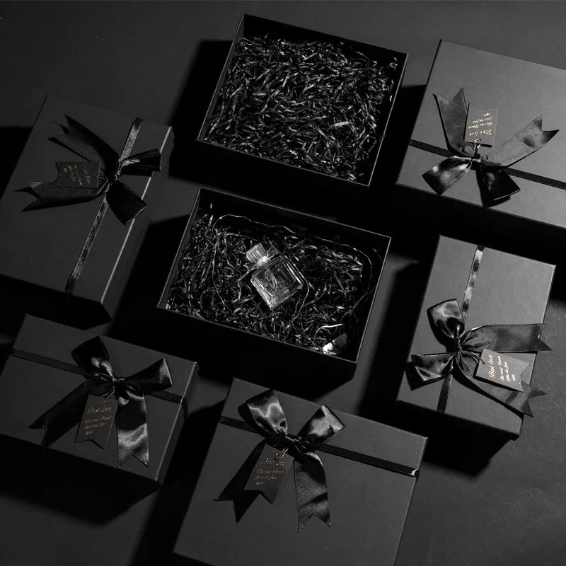 Hot Silver Jewelry Box Packaging Box Laser Hot Silver Earrings Bracelet Earrings Ring Black Jewelry Box