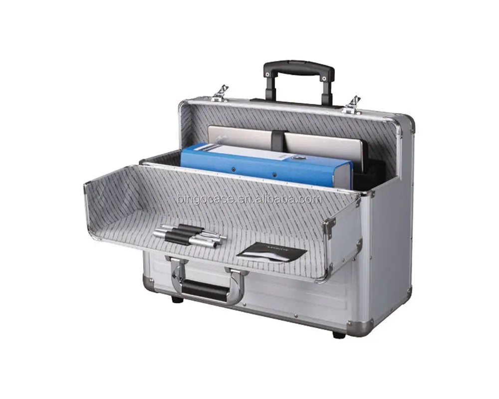 Professional Waterproof Aluminium Trolley Briefcase Hard Bag Pilot Case