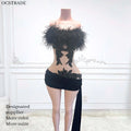 Ocstrade Top Selling Vestidos Casuales for Quinceanera Womens 2024 Feather Tube Top Solid Party Dress Rhinestone Mini Dresses
