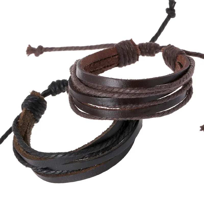 Wholesale Women Man Wax Leather String Bracelet Adjustable