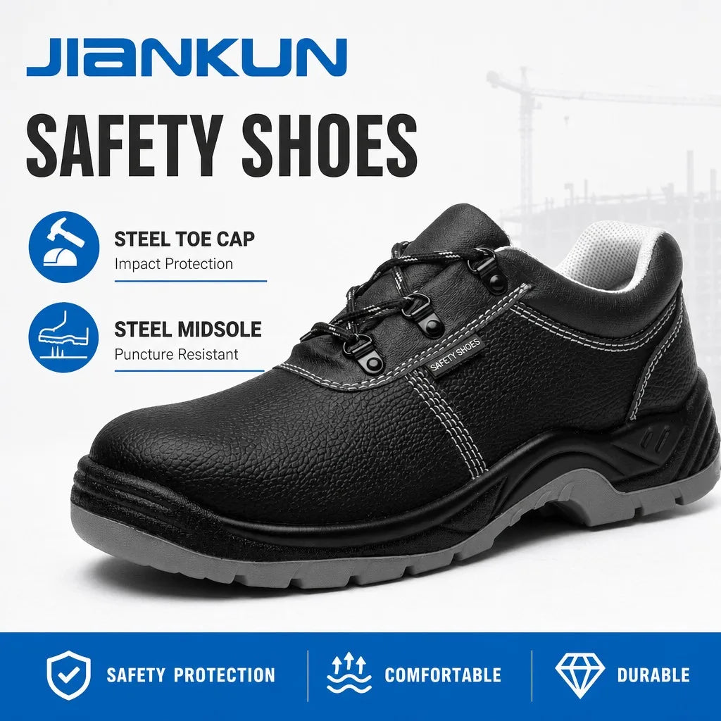 JIANKUN CE S3 SR EMBOSSED Leather Anti-impact Anti-puncture Safety Shoes Steel Toe Non-slip Durable Work Shoes for Construction