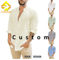 Fengway Custom Men's Long Sleeve Casual Shirt with Turndown Collar Breathable 5XL Plus Size Cargan Design for Autumn