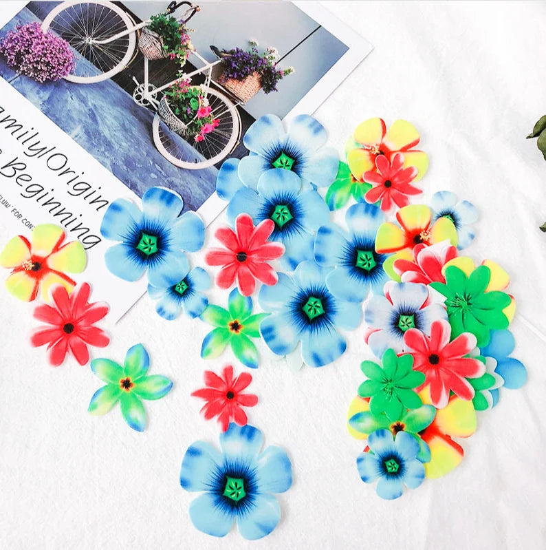 Food Grade Kangkai Cake Supplier 40pcs Edible Cupcake Toppers Flower Wafer Paper for Baking Girl Birthday Party Mix Size Color