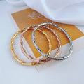 Fashion Waterproof Tarnish Free Jewelry 18K Gold Plated Stainless Steel Bamboo Bangle Bracelet for Women YF2940