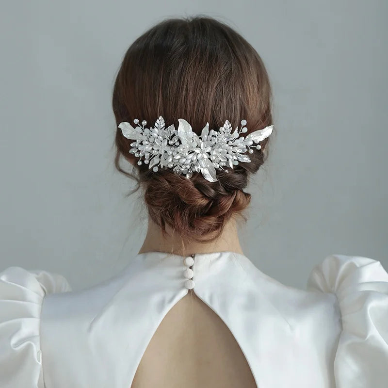 Handmade Women's Wedding Hair Comb Floral Bridal Accessories Side Combs for Girls Jewelry Hair Piece
