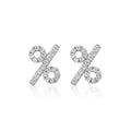 Cute Mini 925 Sterling Silver Symbol Percent Sign Logo Stud Earrings for Women