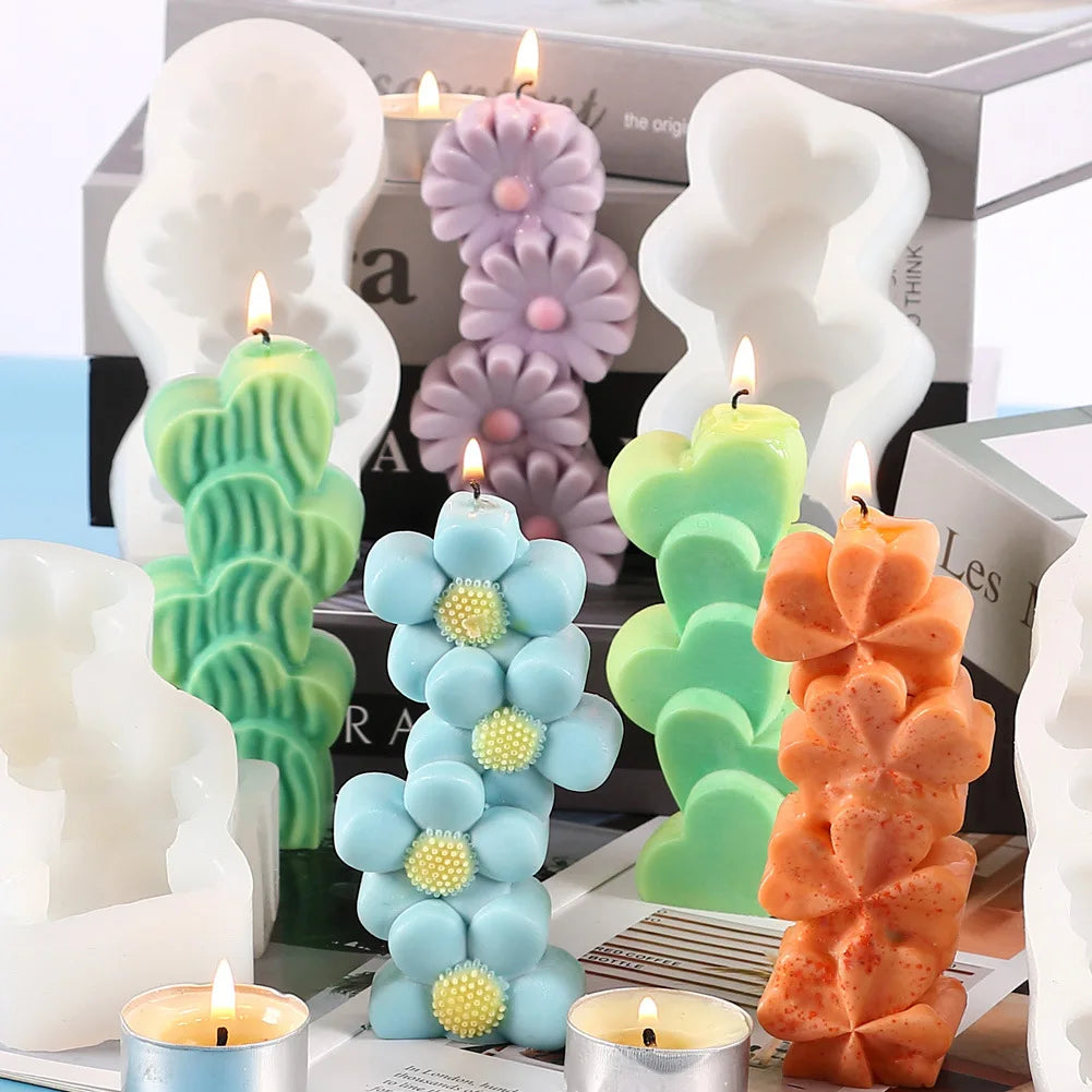 DIY Crystal Epoxy Silica Gel & Silicone Disposable Decorative Mould Sun Flower Five Links Love Clover Candle Aromatherapy Soap