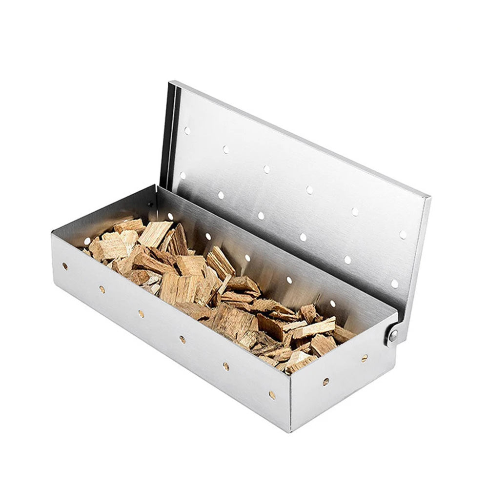 Factory Direct Sale Stainless Steel BBQ Smoker Box Metal Grill Smoker Box