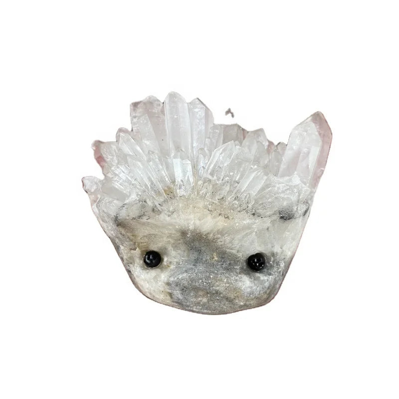 Wholesale Natural Crystal Animal Raw Clear Quartz Cluster Hedgehog For Healing Gifts
