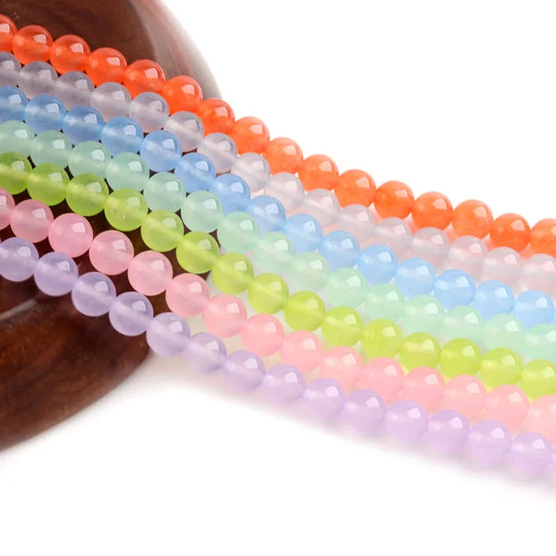 JC Crystal  Wholesale 4-12mm Round Colored Natural Chalcedony Loose Beads Handmade Bead DIY Jewelry Accessories