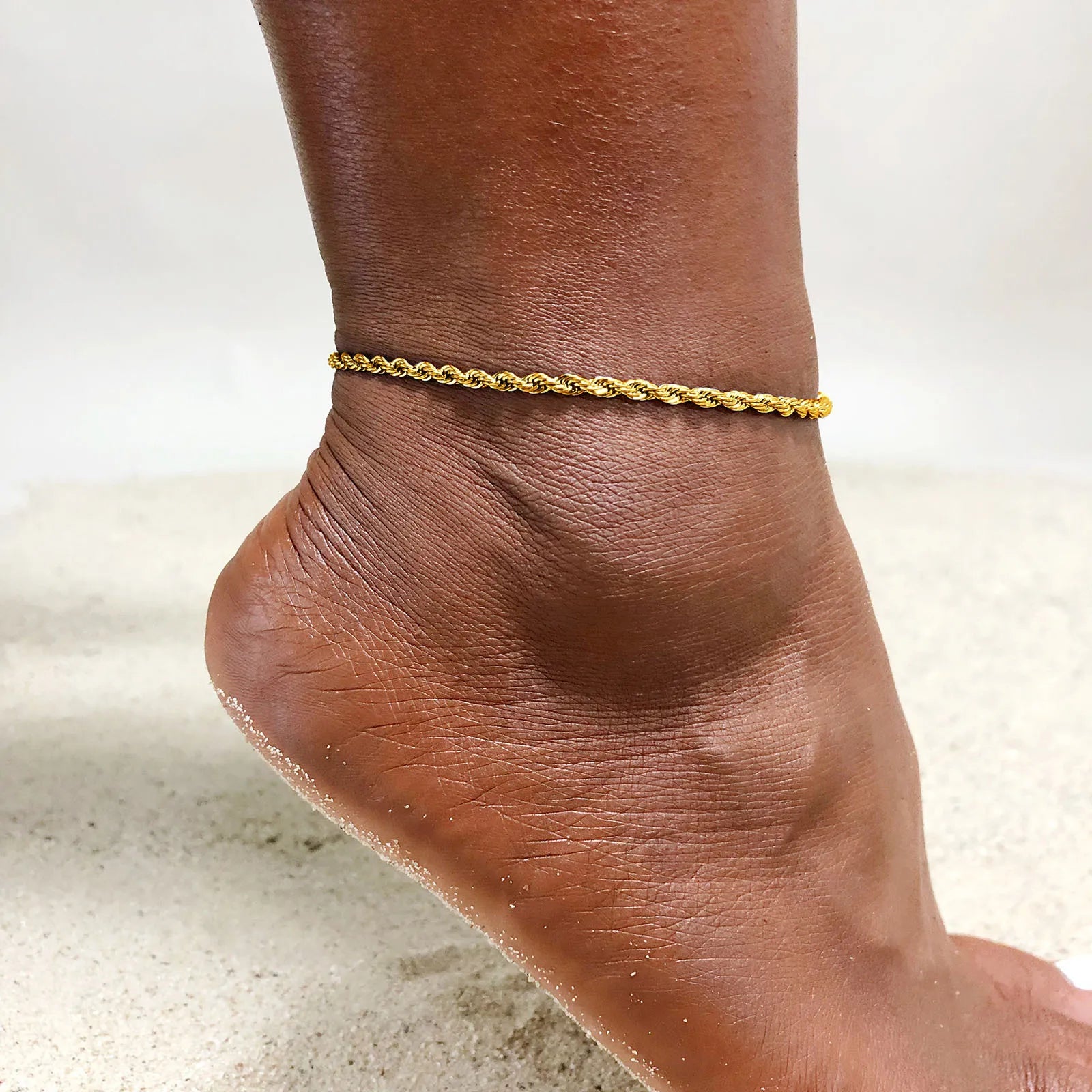 Factory Wholesale Titanium Steel Twist Anklet 3MM Simple Ladies Fashion Foot Gold Anklet for Women