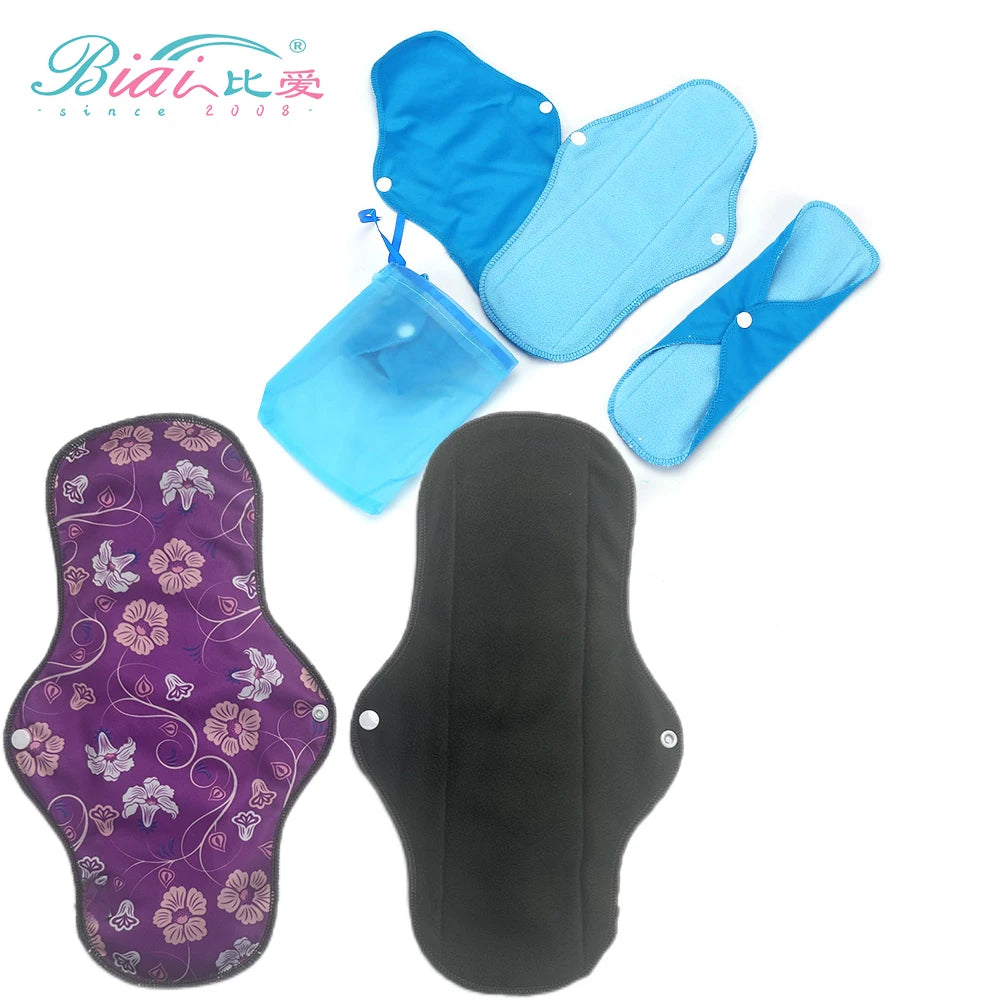Customized Printed Patterns Gray Polar Fleece Lining Reusable Washable Sanitary Pad Set Super Absorbent for Bid Project