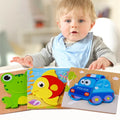New Toddler Children Play Puzzle Early Educational Toy Animals Cartoon 3D Jigsaw Wooden Puzzle for Kids