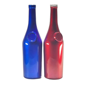 750ml Red Blue Electroplated Champagne Wine Glass Bottle with Cork