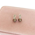 Nature Freshwater Round Pearl EarringNewest Design 925 Sterling Silver Pearl Zircon Stud Earrings for Wedding 7-8 mm Pearl