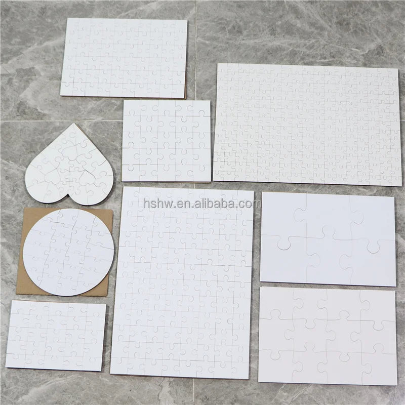 Custom Puzzle Toy Sublimation Blanks Printable Wood MDF Jigsaw Puzzle Manufacturer 25 Piece High Quality Customized Logo White