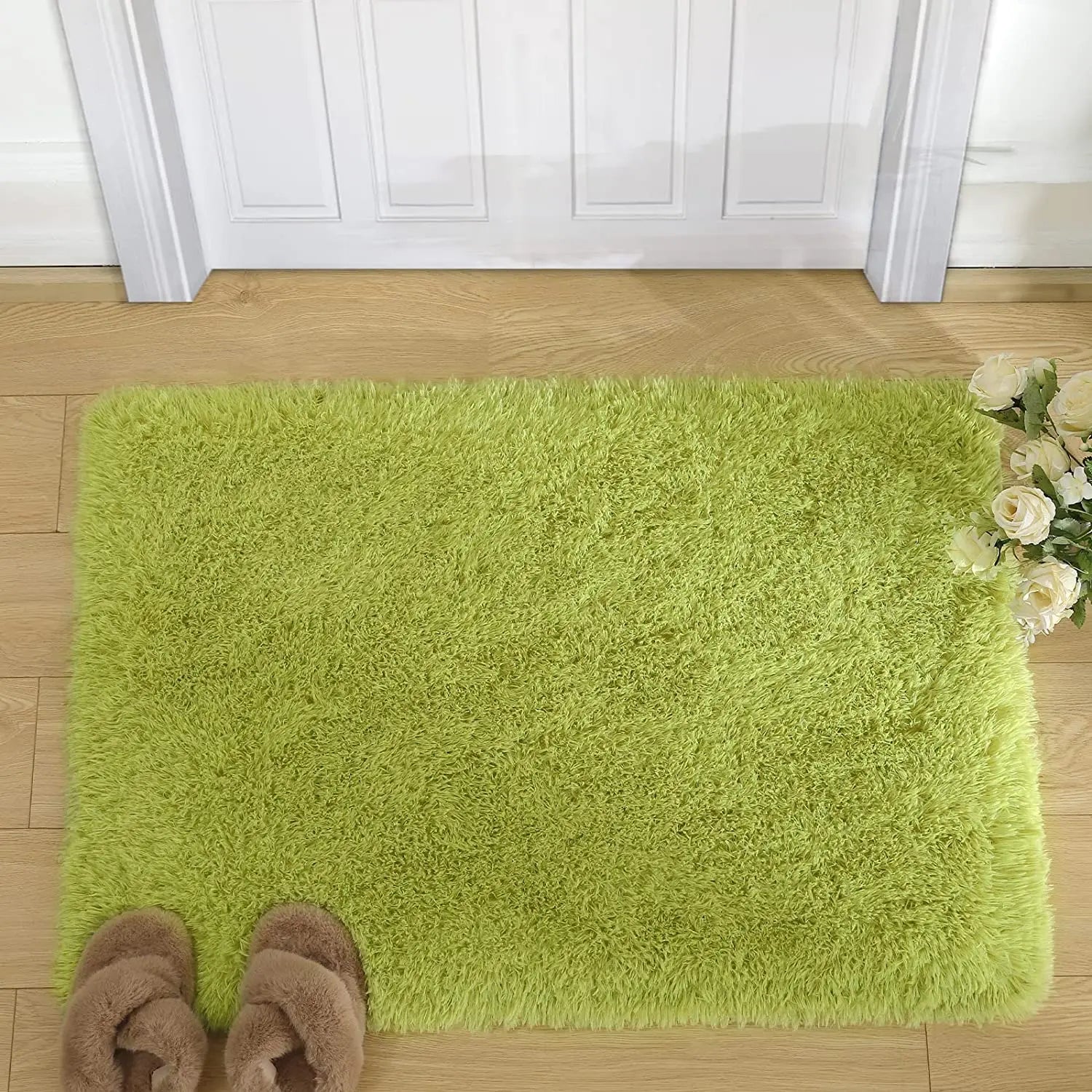 Ultra Soft Popular Fluffy Rugs Green Long Pile Flooring Carpet House Carpet Floor Indoor Rugs