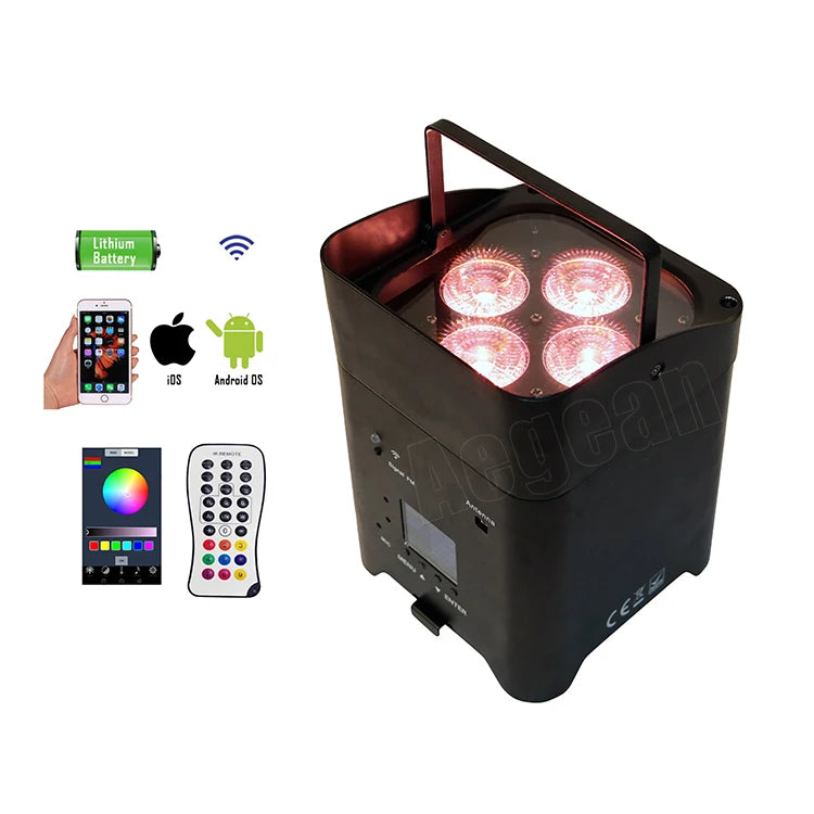 Hot Sale 4X15W Rgbwa Uv 6In1 Battery Powered Uplight Wifi Wireless Led Par Light for Disco