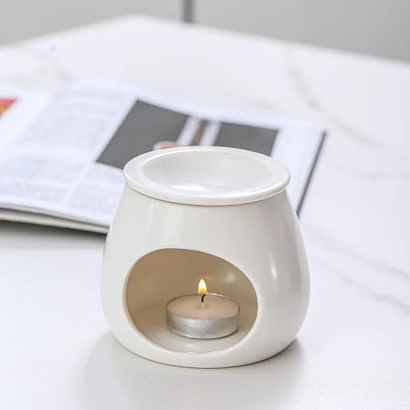 2024 New Style White Aromatherapy Tarts Holder Candle Aroma Burners Assorted Ceramic Essential Oil Burner Wax Melt Warmer