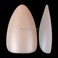 NADECO Matte Nude Skin Color Soft Gel Tips Short Almond with Shinny Powder False Nail Tips Press on 15 Sizes