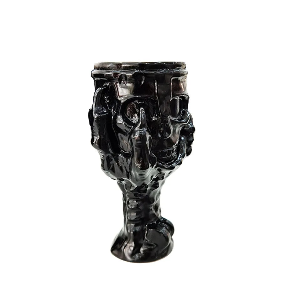 Dragon Claw Skulls Shape Glass Natural Black Obsidian Standing Cup Crystal Gem Home Decor