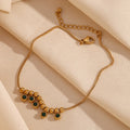 Bohemian Green Zircon Charm Anklet for Women 18K Gold Plated Stainless Steel for Parties 2024