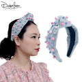 Dream Fashion Custom Girls Headbands Luxury Crystal Sporty Pearl Beaded Denim Designer Famous Brands Wholesale