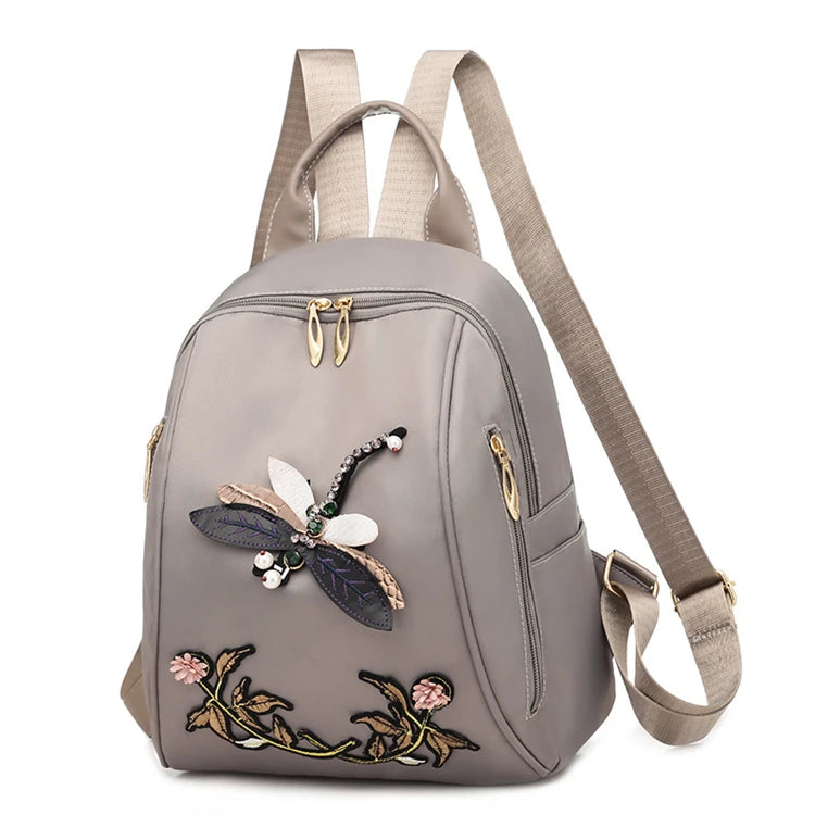 10 l Promo Solid Oxford Lady Grey Books Dragonfly Mini Floral Backpack for Shoulder