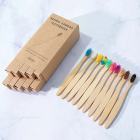 10 Packs BPA-Free Durable Medium Soft Bristle Bamboo Toothbrush for Kids and Adults Home Use