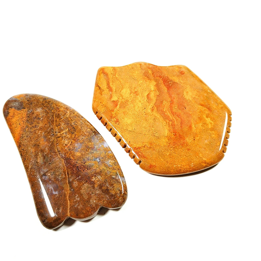 HY Facial Gua Sha Board New Shape Spiky Customized Shape Spiky Mookaite jasper Massage