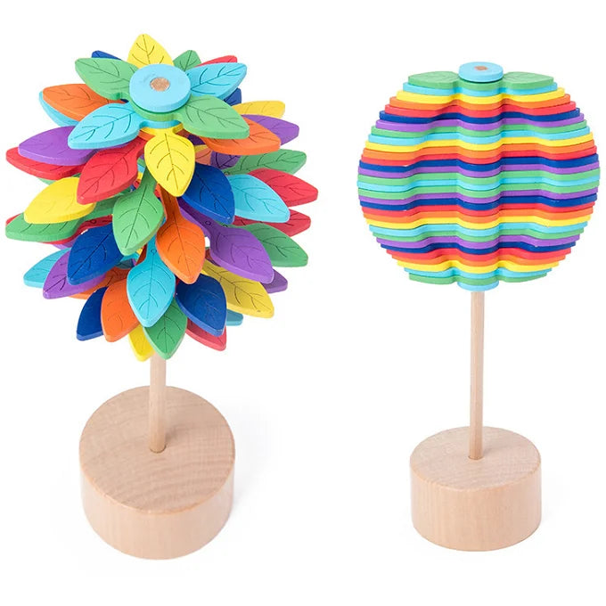 Rotating Wooden Lollipop Decompression Stick Office Decompression Artifact Creative Wooden Educational Toys