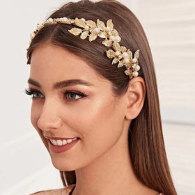 Europe and America Alloy Leaf Hair Hoop Headwear Baroque Bridesmaid Girl Hair Accessories