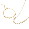 New Trend Clear Zircon Charms Choker Stainless Steel Bead Chain Round Zircons Necklace Bracelet