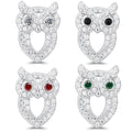 Hot Selling 925 Sterling Silver Animal Owl Full Diamond Zircon Plated Rhodium Earrings Jewelry for Women