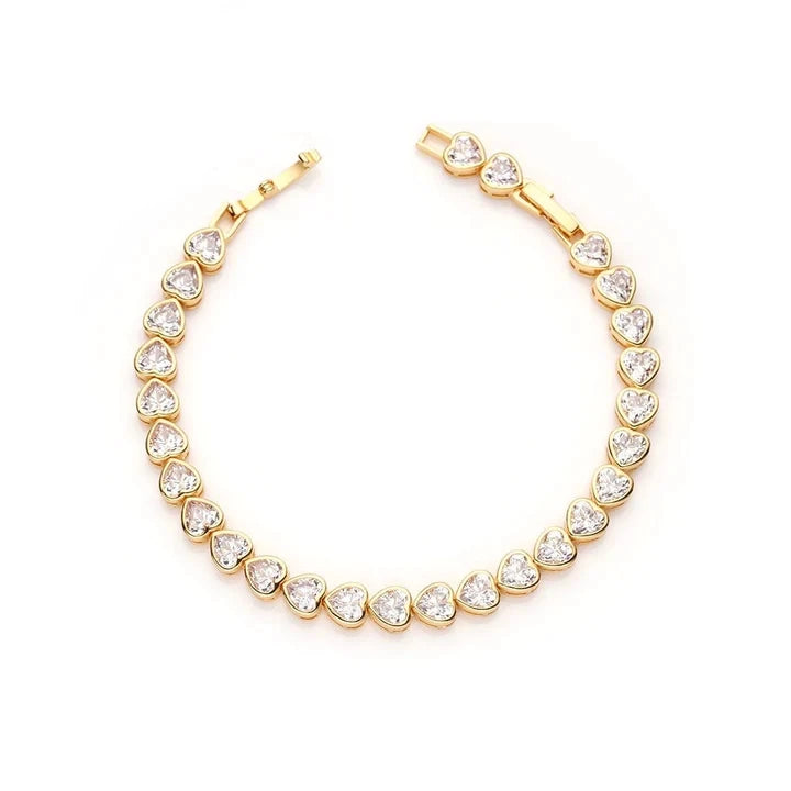 New Fashion 18K Gold Plated Wholesales Bezel Setting Heart Shape Bracelets