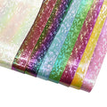 Iridescent Laser Block Pattern Printed Reflective Synthetic Vinyl Fabric for Makeup Bags Upholstery Holographic PU Faux Leather