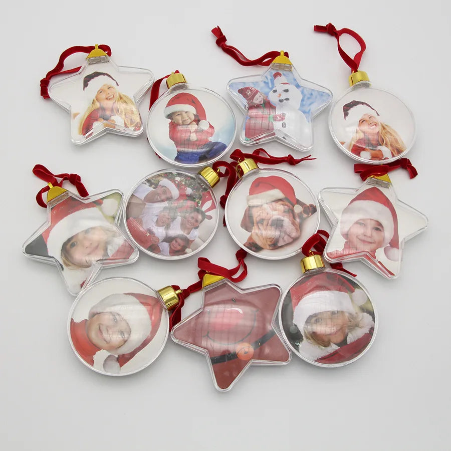 Custom Photo Christmas Ornament Transparent Plastic Sublimation Christmas Ornaments