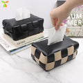 2022 Woven Tissue Box Facial Paper Holder Tableware Kitchen Leather Tissue Case Box Holder Cover Napkin Accessories