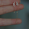 Korean Style Vintage Sterling Silver Gold Color Long Stud Women Earrings