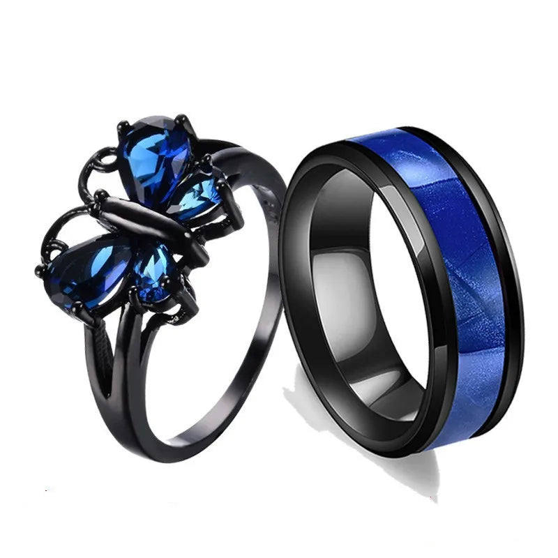 Factory Wholesale Stainless Steel Colorful Butterfly Rings for Female Crystal Engagement Rings