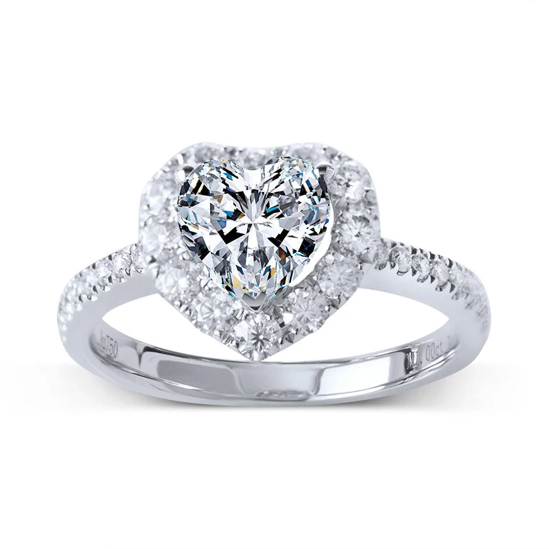 18K Gold  Heart Cut Lab Grown Diamond Rings Wedding Jewelry.