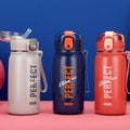 Portable Stainless Steel Thermal Insulation Bottle with Straw Vacuum Bounce Lid for School Drink Use