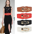 SAIJE 6cm Wide Ladies Winter Summer Metal Buckle Waist Belt Women's Fashion Fabric Elastic Belt